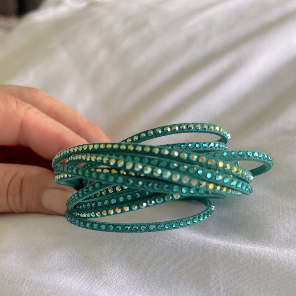 Like new. Swarovski crystal leather bracelet